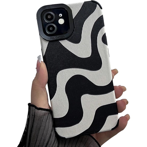 Kompatibel med Iphone 12 Söt Vågmönster Mobilfodral för Kvinnor Flickor Mjuk Tpu Stötskyddande Telefonfodral Zebra Mönster Design Silikonfodral