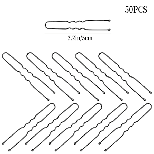 50 stk. Hårnåle Sæt U-formet Hårklemmer Sikker Hold Bobby Pins Hårklemmer Til Kvinder Piger Og Frisørsalon (sort)