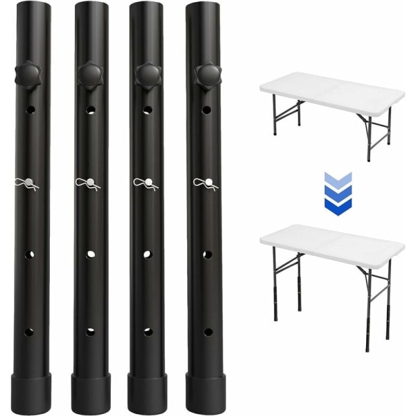 MINKUROW Set med 4 bordsbensförlängningar för fällbara bord och raka ben, justerbara hopfällbara bordsbenshöjare, för höjd (44 cm)