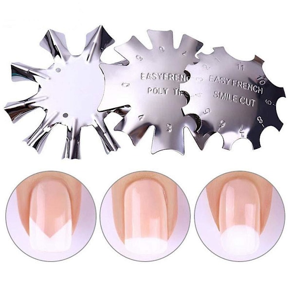 Tredelt Sæt (1#+2#+3#) Fransk Manicure Plastik Stål Plade Modelbeauty Og Sundhed