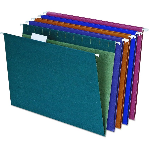 Earthwise By 100% Recycled Hanging Folders, Letter Size, 1/5 Cut, Assorted Colors, 20 Per Box (35117)