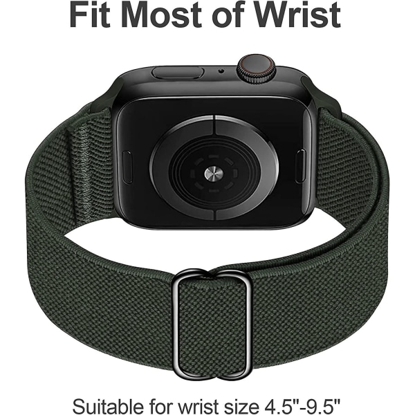Stretchiga nylon som är kompatibla med Apple Watch 45 mm 44 mm 42 mm, rem för Iwatch Series 7 6 5 4 3 2 1 Se (leopard, svart, klöver) Svart/leo