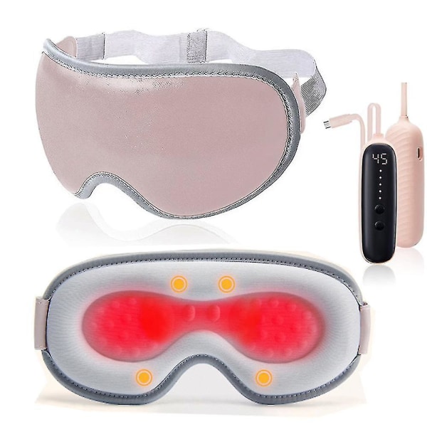Ny elektrisk uppvärmd ögonmask sovmask trådlös uppladdningsbar vibrationsögonmassager lindra ögonbelastning mörka ringar torra ögonrosa set