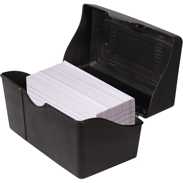 Staable Flip Top 3 X 5 Index Card Holder, 300 Card Capacity Box, Bla, 3.5 H X 5.5 L X 3 W Inches 4 x 6