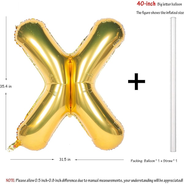 Bokstavsballonger 40 tum Jätte Jumbo Heliumfolie Mylar för Festdekorationer Guld H