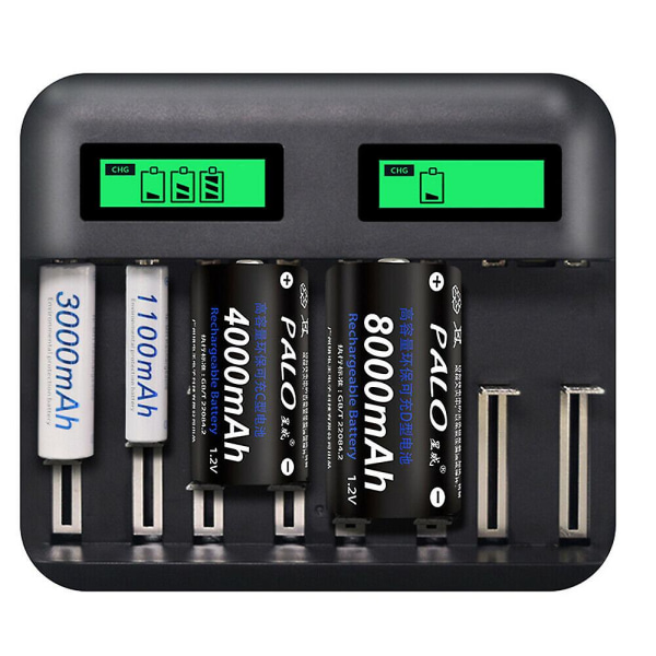 För Aa Aaa CD uppladdningsbara batterier 8 platser Intelligent batteriladdare USB