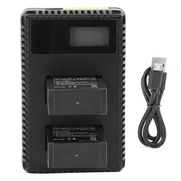 AHDBT-201/301 Cam Power Oplader med LCD 1600mAh batteri til Hero 3/3+ kamera