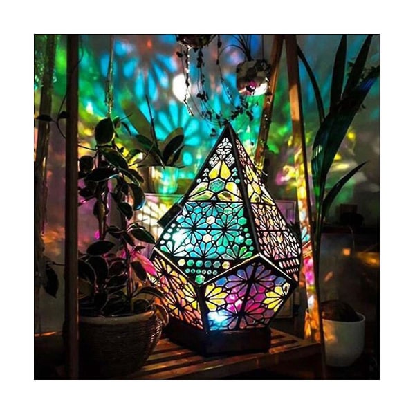 Muovinen lattiavalaisin Bohemian Diamond Starry Light -projektiolamppu Kotimakuuhuone upealle taustalle (Kuten kuvassa)