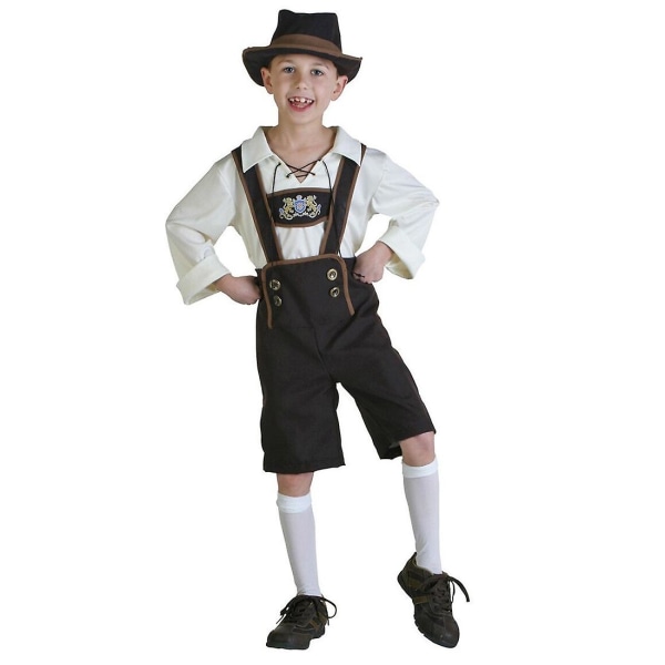 Halloweendräkt för barn öldräkt Oktoberfest kostymer i England stil Cosplay, storlek: xl, midja: 80 cm, klänningens längd: 62 cm, långbyxor: 49 cm, förslag
