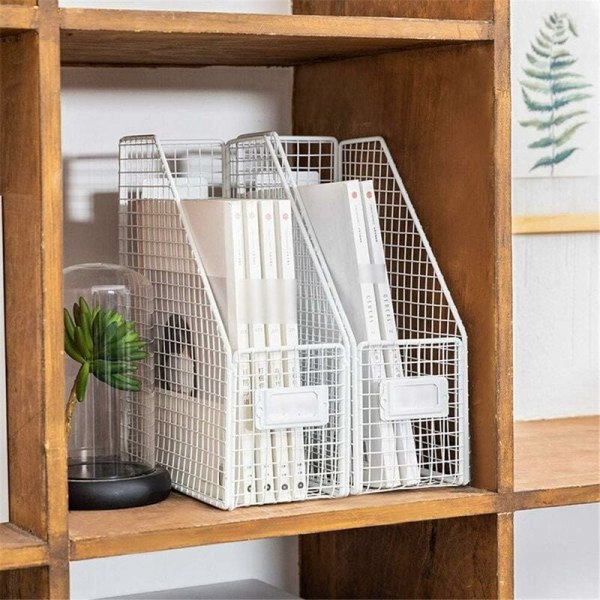 Smidesjärn Desktop Storage Organizer Desktop File Storage Rack Desktop Storage Box Bokhylla Office Home (Vit??)