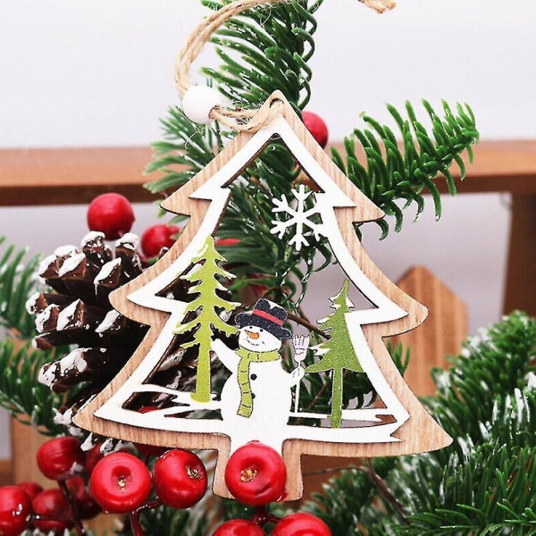 Trähängen Juldekorationer 3d hängande Xmas Tree Heminredning