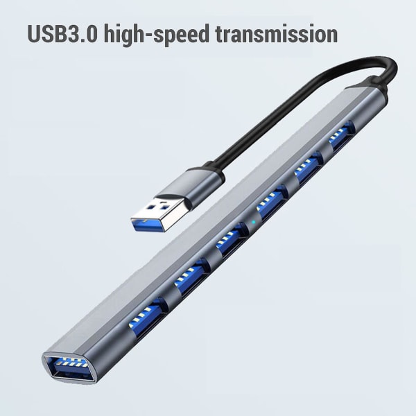 7 i 1 dokkingstasjon for bærbar PC 5gbps stabil og høyhastighets overføring USB C-hub for mustastaturskriver (grå)