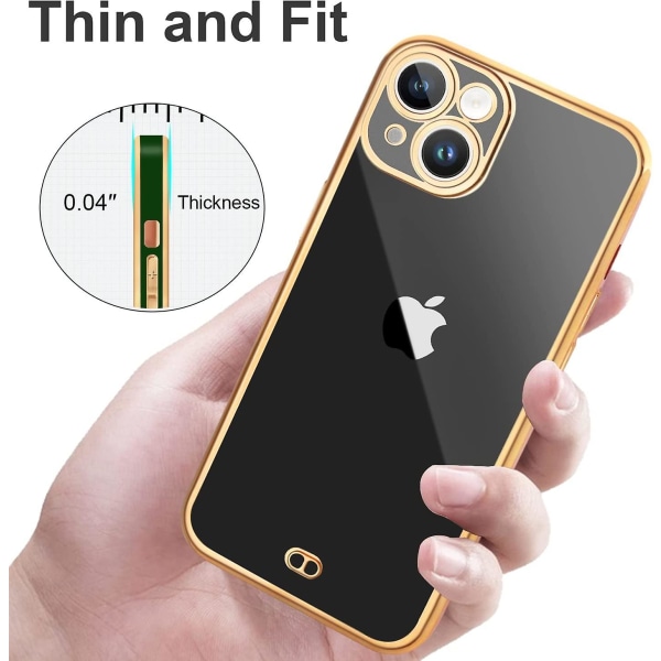 Iphone 14 Plus Case Klart Lyxigt Electroplate Kanter Mjuka Tpu Telefonfodral Reptåligt Stötsäkert Full Kameraskydd Case För Iphone 14 Plus - Clea