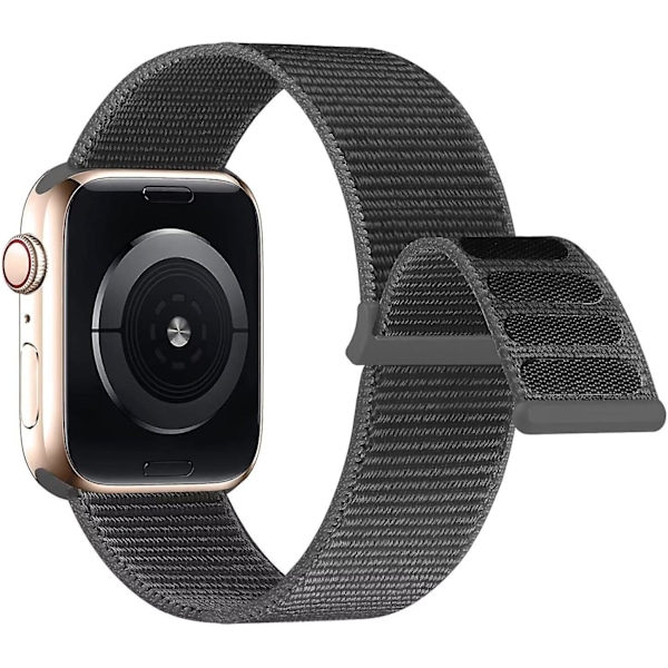 Kompatibel med Apple Watch-reim, Sport Nylon Loop-reim for kvinner og menn for iWatch Series Ultra 8 7 6 5 4 3 2 1 Se (38/40/41mm, mørk grå)