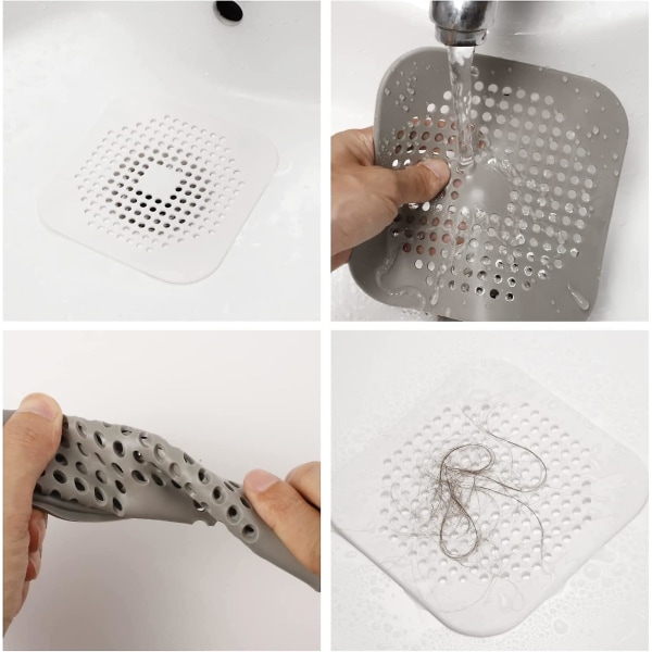 2 st silikon hårsil, avloppsskydd Filter duschavloppsskydd med sugkopp för att fånga upp hår Smuts Badkar Badrum Kök (vit +