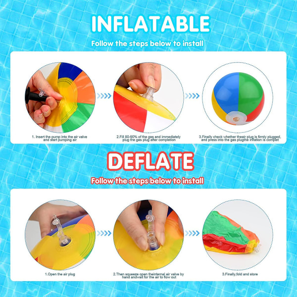 Badbollar, bärbara uppblåsbara badbollar för vuxna barn, 12 st 30 cm uppblåsbar badboll Kul leksak för poolbollar för vuxna barn (30 cm)