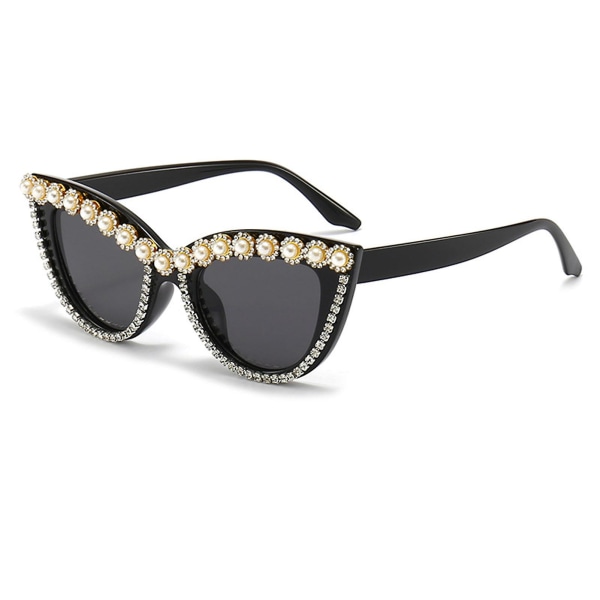 Modesolbriller med diamantindsats Unikke moderigtige festbriller til forestillinger (Perlesortgrå)