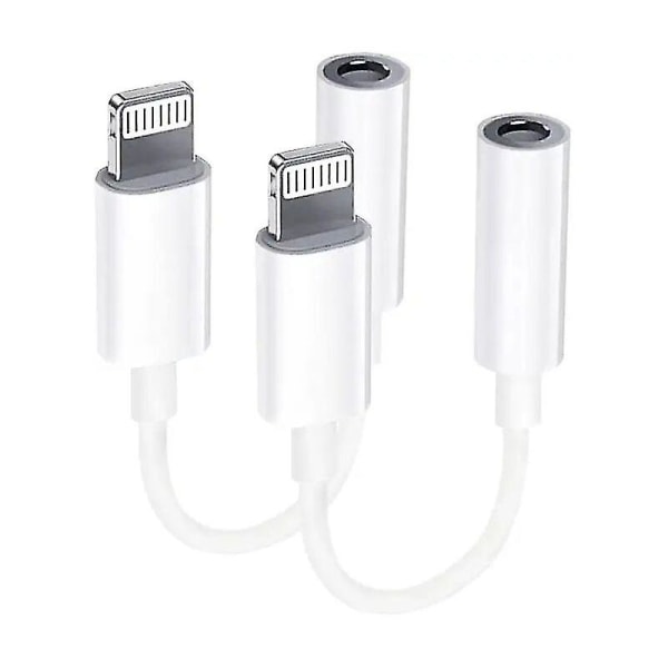 2 Packlightning til 3,5 mm jack-adapter Mfi-certificering hovedtelefonadapter til Iphone Aux lydkabel splitter kompatibel med Iphone 13/12/11/xs/xs Ma