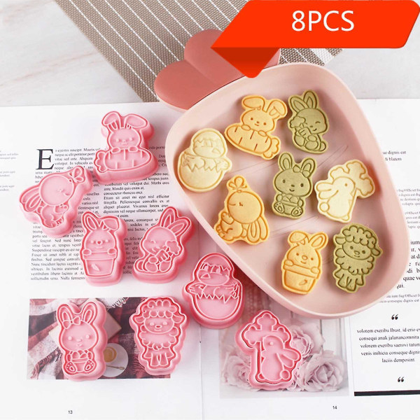 8x Cookie Cutters Molds Plast Cookie Stämplar Perfekta presenter till barn
