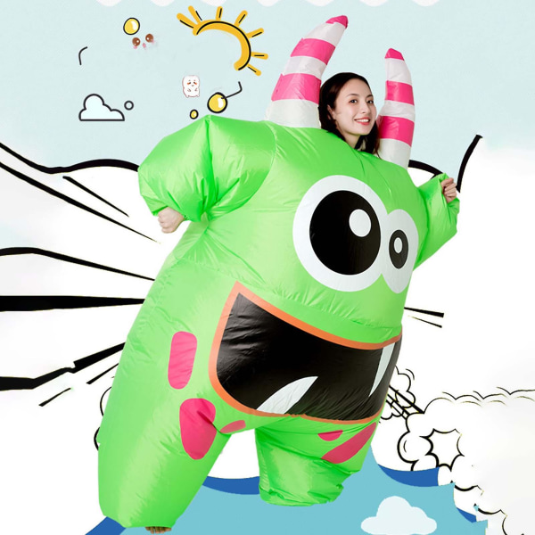 Green Big Mouths oppblåsbart kostyme for voksen batteridrevet dress-up dress for barnas dagsaktivitet (voksen)