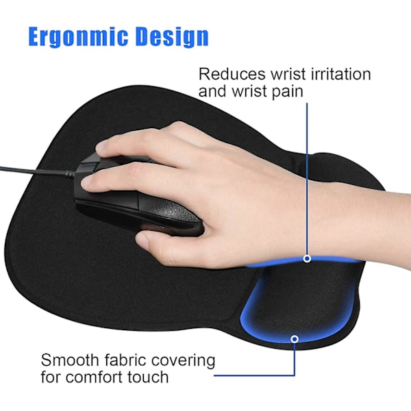 Ergonomisk Musmåtte Med Håndledsstøtte, Gel Musmåtte Med Skridsikker PU-Bund, Musmåtte Håndledsstøtte Med Behagelig Klud Til Arbejde, Studerende, Nemt Tastatur