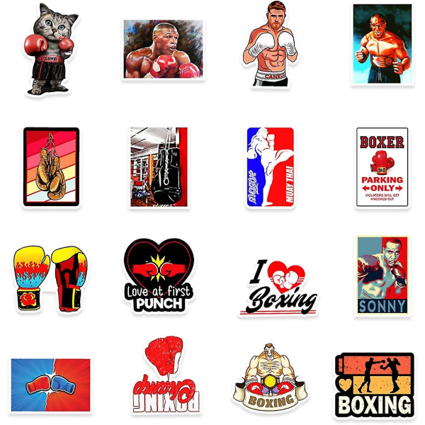 Klistermärken Entusiast Boxing Stickers Boxing King Laptop Stickers [50st] Motivational Reward Stickers För Vattenflaska, Skateboard, Kylskåp, Hydraulisk F