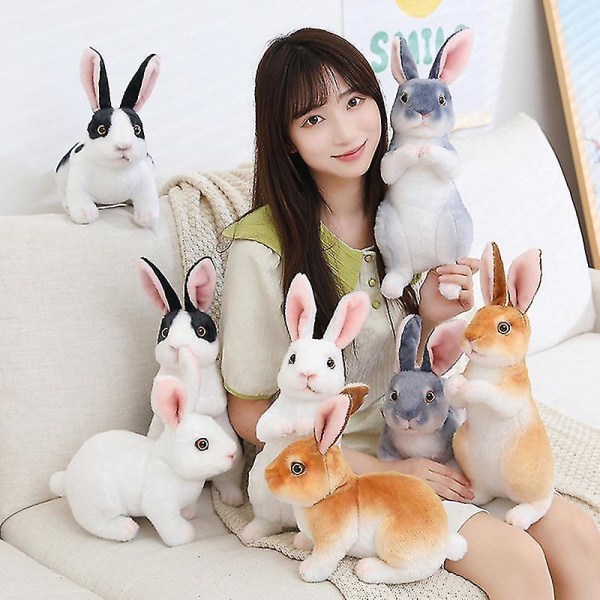 Simulert kaninplysjdukke 2023 kaninpåskebarnfavorittgave Glad påskedag Dekor til hjemmet Godt nyttår Festutstyr（H 20cm）