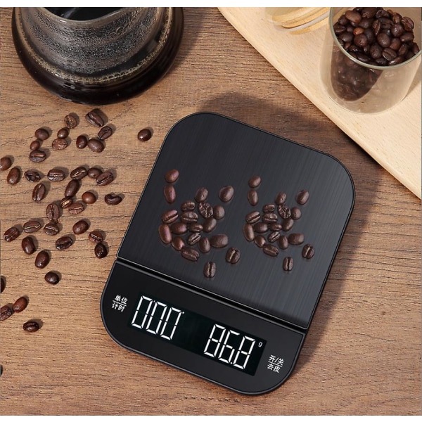 Osynlig skärm manuell kaffevåg med laddningstimer och automatisk noll elektronisk våg 5 kg/0,1 g