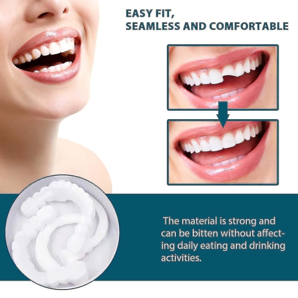 Säädettävät napsautettavat hammasproteesit, viilut hammasproteesit Plus hammasproteesikotelot, väliaikaiset täytteet Hammasvälitäytteet suoristavat hammasproteesit