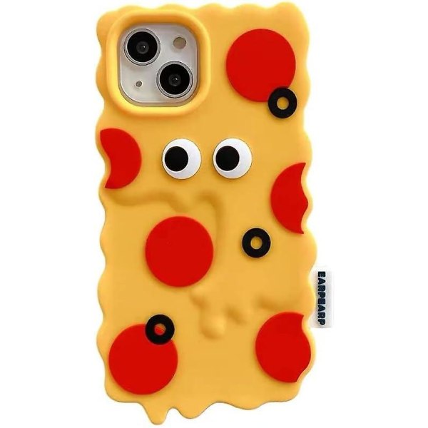 Ultratjockt mjukt case med för Apple 3d tecknad färg Söt Härligt roligt Bedårande Kawaii Barn Flickor Pojkar (gul Pizza, För Iphone 13 Pro)