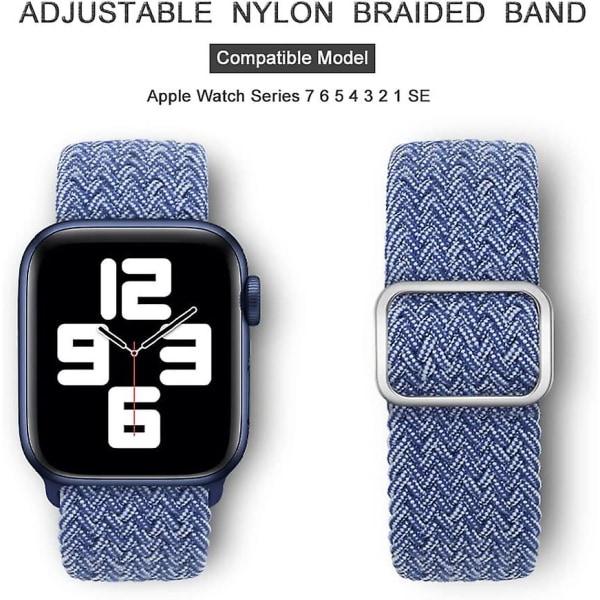 Stretchiga nylon solo-band som är kompatibla med Apple Watch -band 45 mm 44 mm 42 mm för kvinnor män, justerbara elastiska flätade sportarmband för Iw