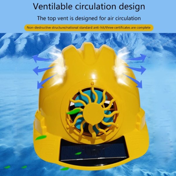11UB Icke-förstörande design solfläkt bekväm skyddshjälm justerbar ventilation solskydd regnrock byggnadsarbetare hatt gul