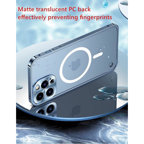 Case För Iphone 14 Pro Max Case Kompatibel med Magsafe Metall Aluminiumlegering Stötfångare Matt Genomskinlig cover med kameralinsskydd A