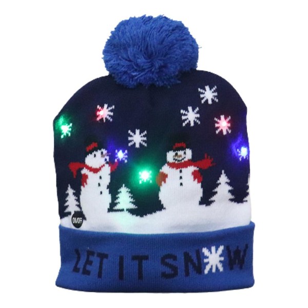 Led julmössa Light Up Stickad Färgglada Lights Snowman Hat Unisex Beanie Cap