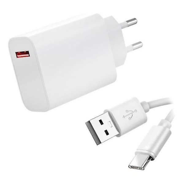 33W snabbladdare + USB-C USB -kabel för Sony Xperia 10 6.0" - Sony Xperia L3 5.7" - Vit