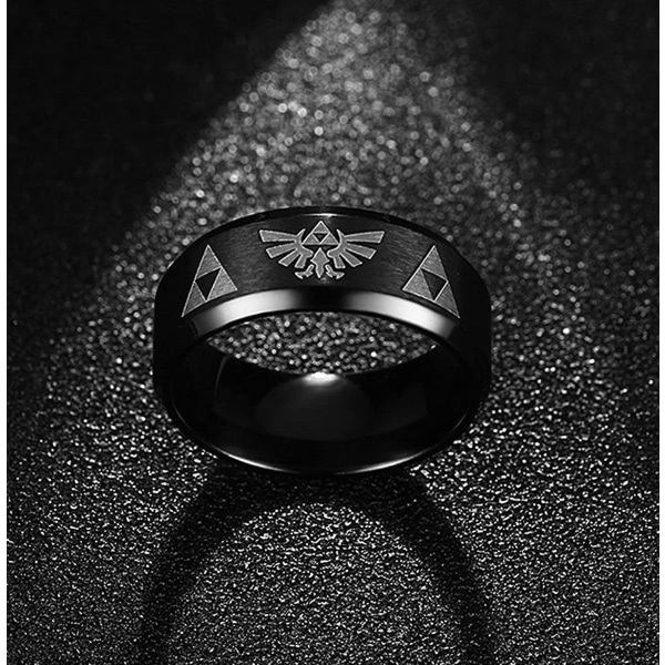 Heytea 8mm The Legend of Zelda Triforce Ring, rostfritt stål matt finished band - -