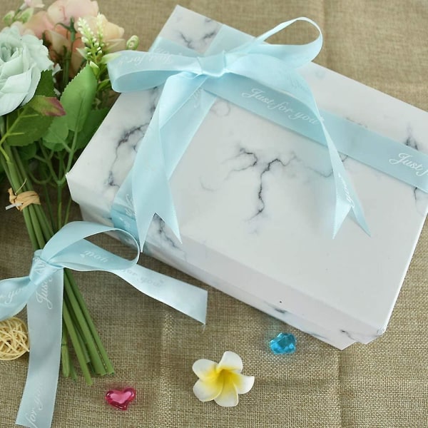 Satinbandsrulle med print "bara för dig" - för bröllop, jubileum, alla hjärtans dag, blomsterinslagning, presentförpackning - blå (3 cm bred x 41 m lång)