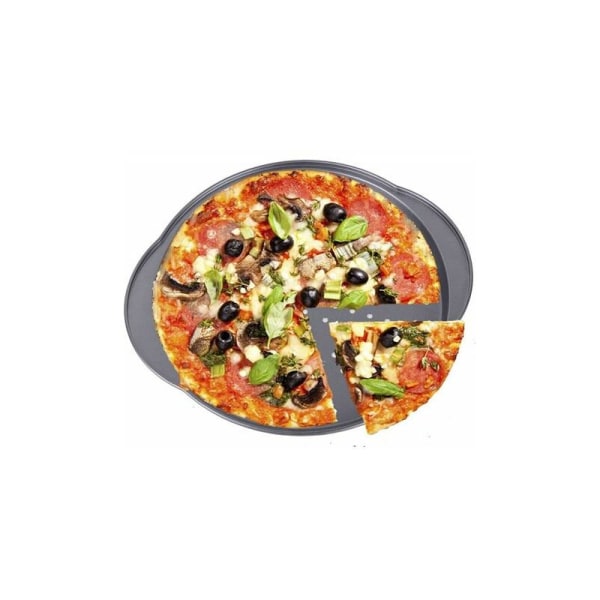 Perforerad non-stick bakplåt Rund pizzapanna i kolstål med LYLM-handtag