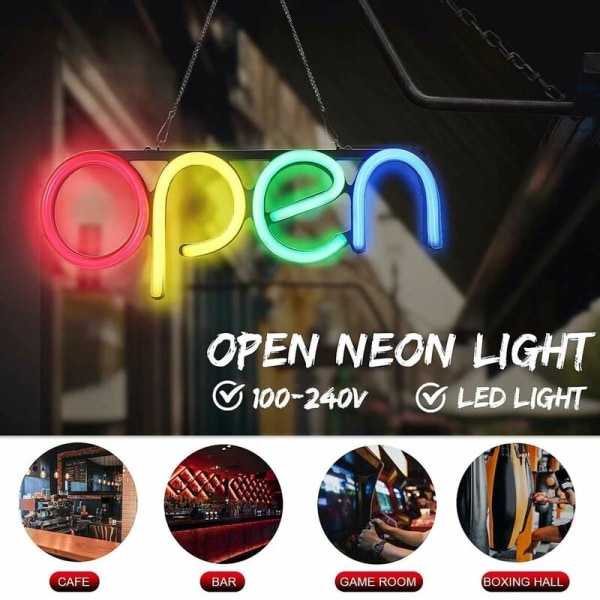 LED-skylt Öppet fönster Elektrisk neonskyltlampa för butiker Frisörsalonger Barhotell