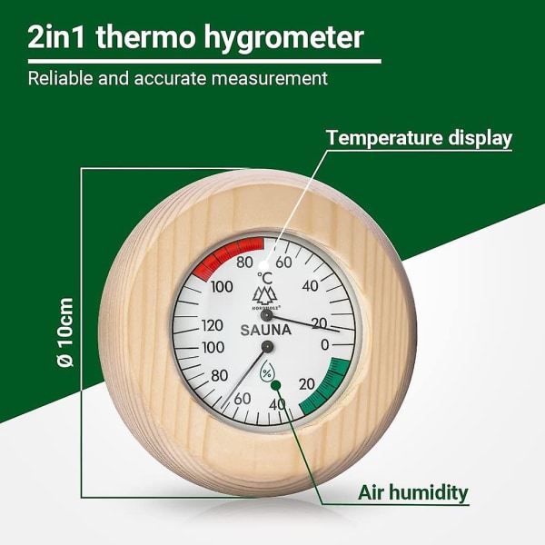Thermomtre Et Hygromtre 2 En 1 - Convient Pour La Temprature Et L'humidit - Fiable Et Prcis - Pour Les Saunas Apaisants.