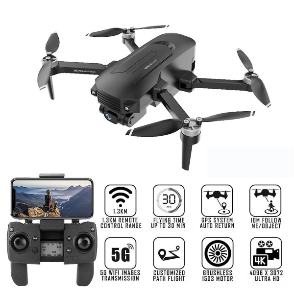 13 km lång kontrollräckvidd Gps borstlös bärbar drone med 4k HD-kamera Follow Me Drone Autoretur Lång flygtid Drone