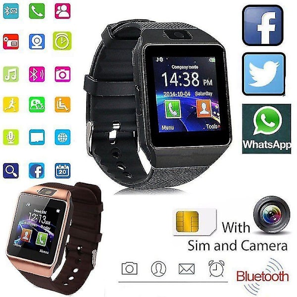 Bluetooth Smart Watch With Camera Waterproof Phone Mate For
