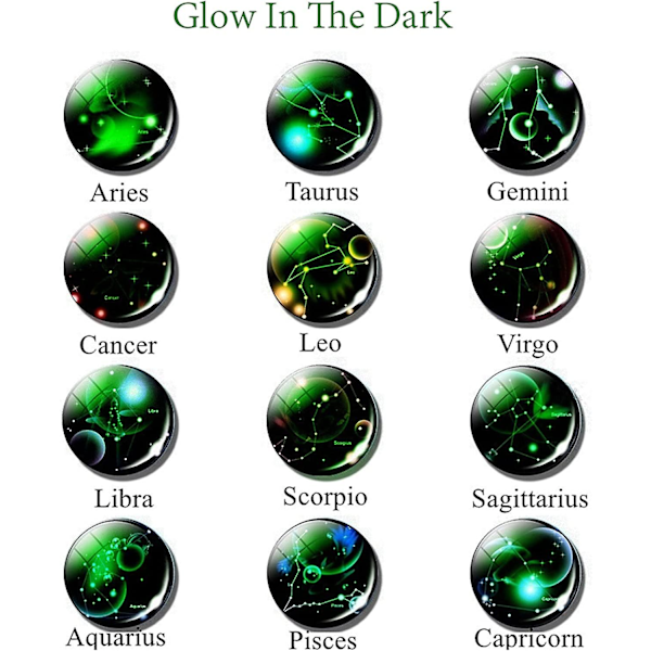 Zodiac 12 Tähdistö Glow In The Dark Luova Galaxy Avaimenperä