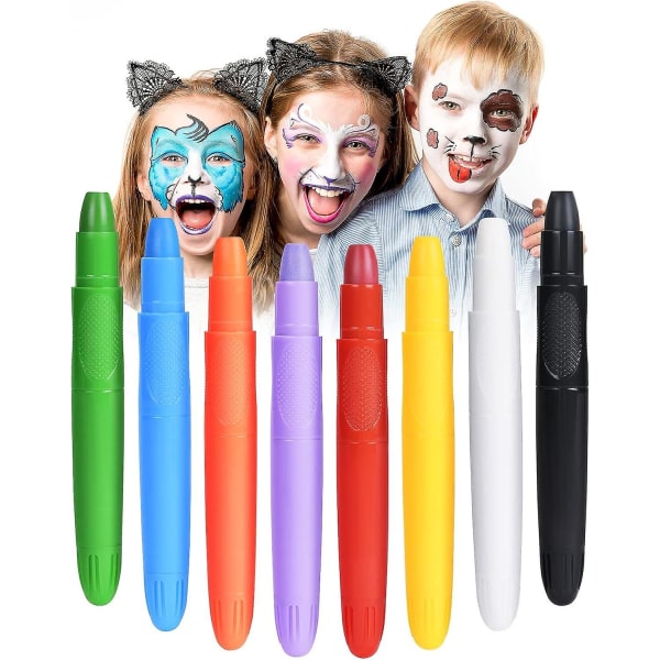 Sminkpenna för barn, 8 färger ansiktsmålning, sminkpalett för barn, kroppsmålning till påsk Giftfri, Tvättbar till påsk, Cosplay, Temafester