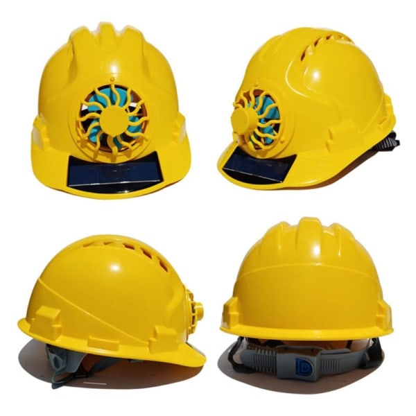 11UB Icke-förstörande design solfläkt bekväm skyddshjälm justerbar ventilation solskydd regnrock byggnadsarbetare hatt gul
