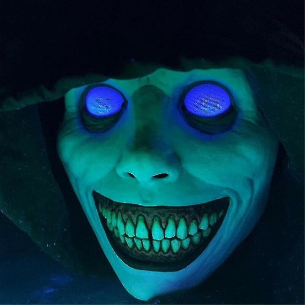 Halloween Horror Mask Cosplay Skræmmende Smiley Face Dæmon Mask Uhyggelig (grøn)