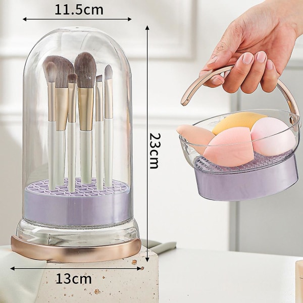 Opbevaringsstativ til rengøring af makeupbørste, der kan hænges støvtæt kosmetisk børstevaskebeslag til hjemmet (abrikos)