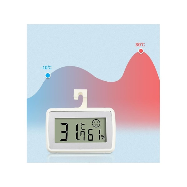 2st vattentät hushållskylskåpstermometer med hög noggrannhet med svart magnetkrok