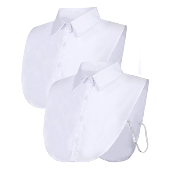 2 stk falsk krage avtakbar bluse Dickey krage halvskjorter falsk krage for kvinner favoriserer（2 hvite)