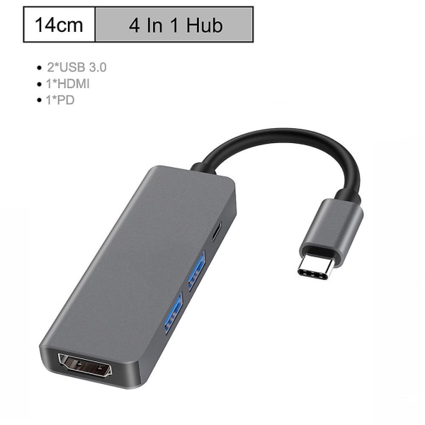 Type-c dockingstasjon Usb3.0 Converter 4k Macbook til HDMI Hub 5 i ett kortleser